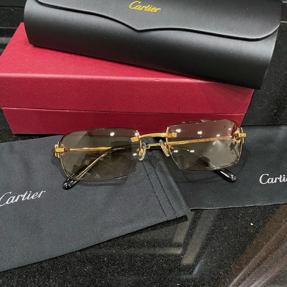 Cartier Accessories Mens Cartier Glasses Gold Frames Black And Gold Lens Poshmark